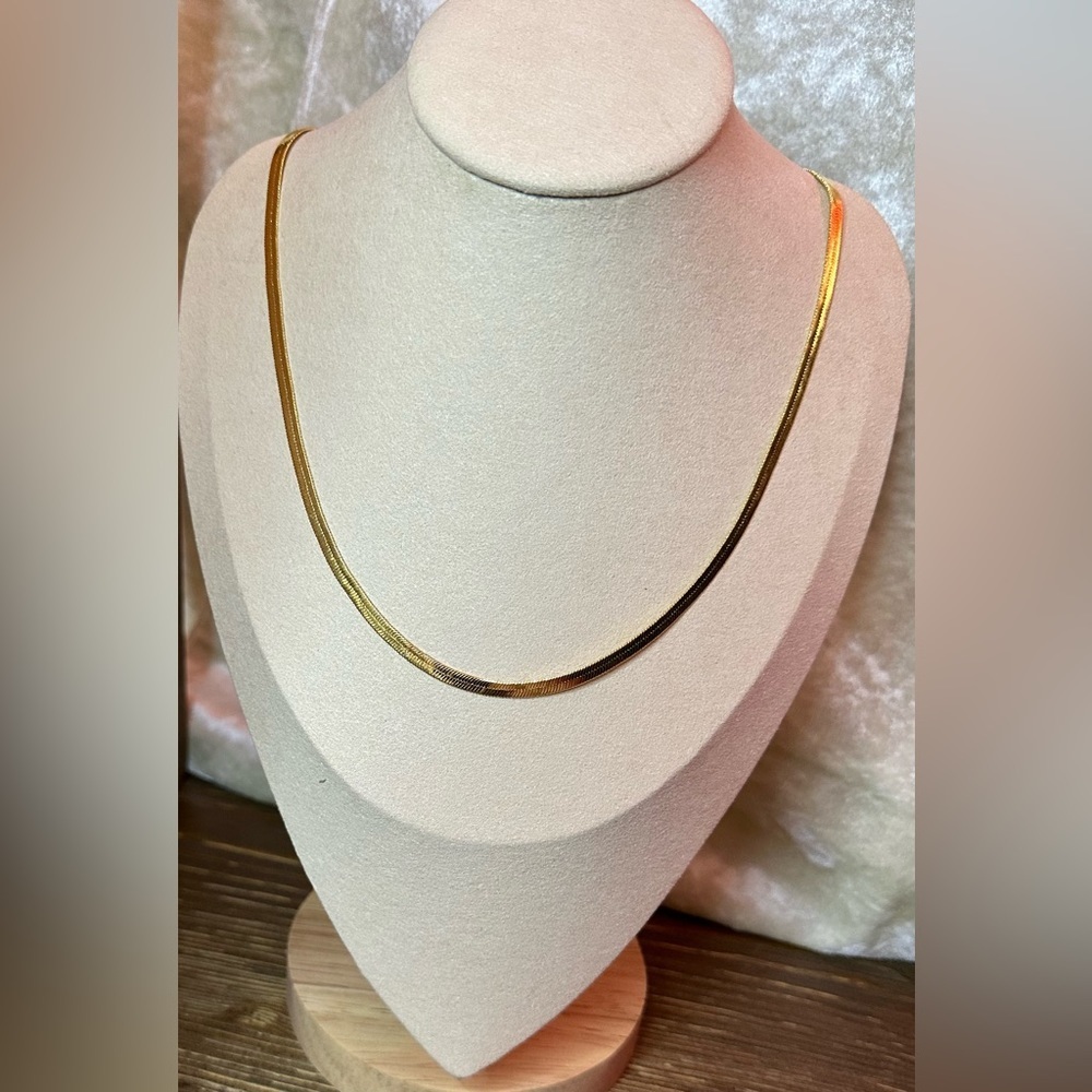 NEW Gold Plated Flat Herringbone Unisex Necklace 19”, 22”, 23” lengths available